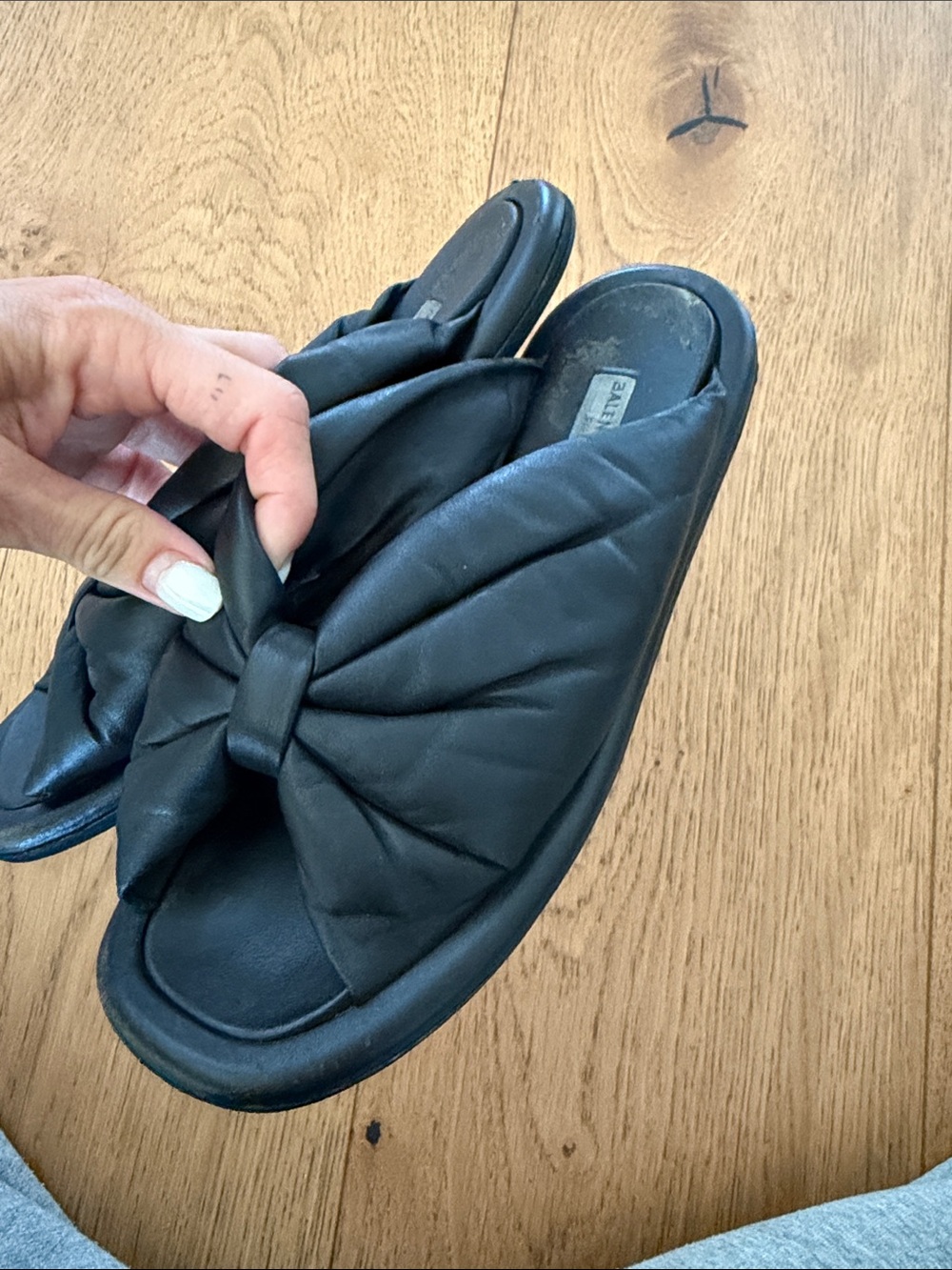 Balenciaga Black Quilted Bow Slide Mules - Women.